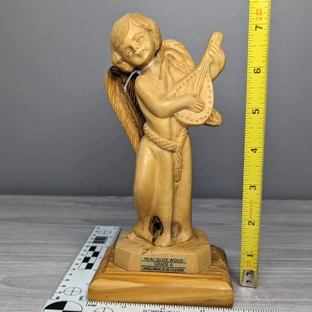 Bethlehem Olive Tree Wood Angel Figurine